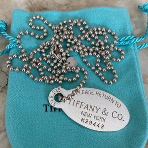 Authentic Tiffany?& Co Return to Tiffany Oval Tag 35” Ball Chain Sterling Silver